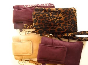 suede and suede cloth smartphone wristlets