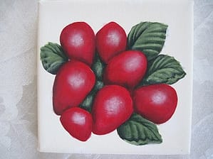 Unfinished painting of strawberries 