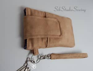 Velvety soft camel faux suede smartphone wristlet