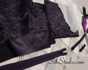 Black lace over satin wristlets 