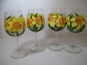 Daffodil wine glasses
